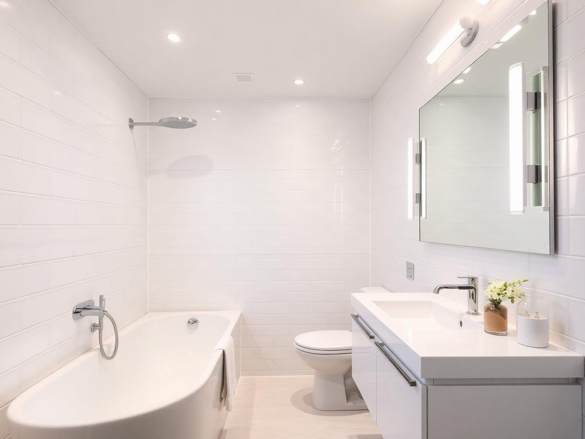 Completed modern bathroom renovation with tiled shower and new fittings